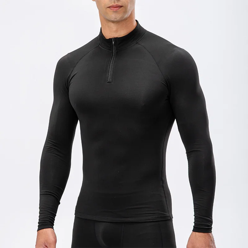 Pull fin de compression à manches longues pour sport